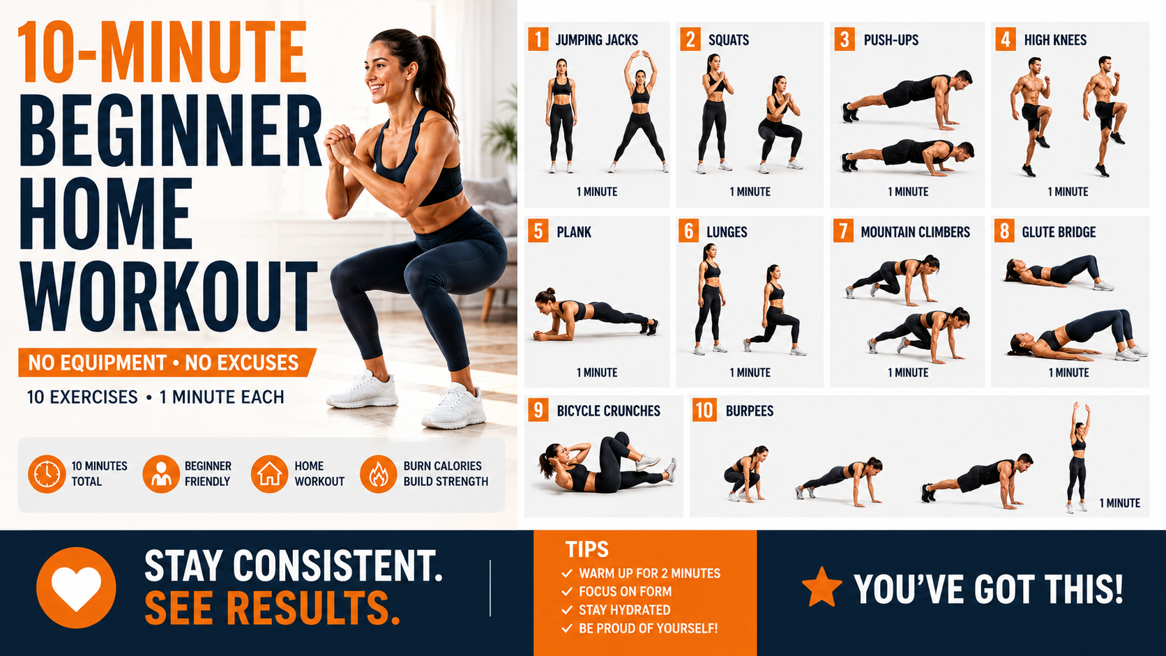 10 Simple Home Workouts for Beginners (No Equipment Needed)